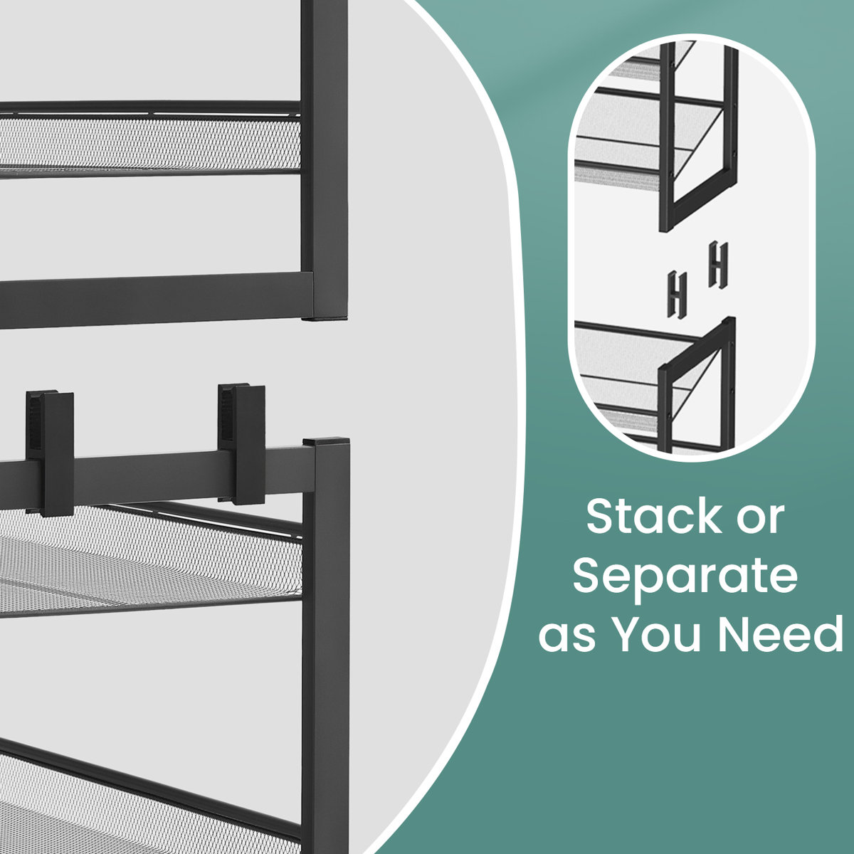 Abbi 48-60 Pair Stackable Shoe Rack, with Adjustable Flat or Angled Shelves